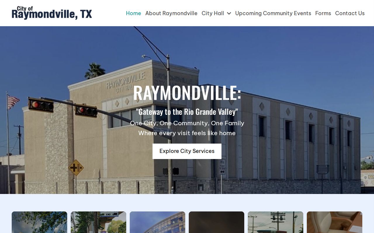 Official Raymondville website with municipal court service navigation